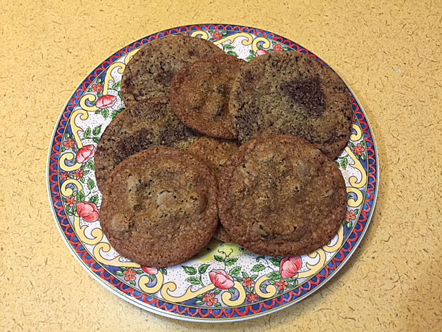 Plate showing results of chocolate chip cookie experiment