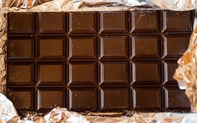 A bar of dark chocolate